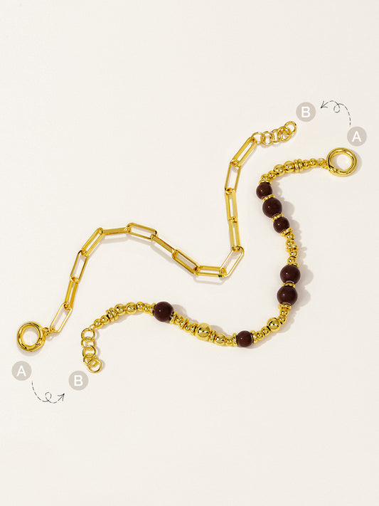 18K Gold Chestnut Cocoa Eco-Made Ceramic Bracelet Set
