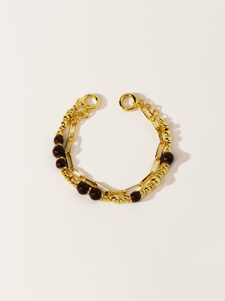 18K Gold Chestnut Cocoa Eco-Made Ceramic Bracelet Set