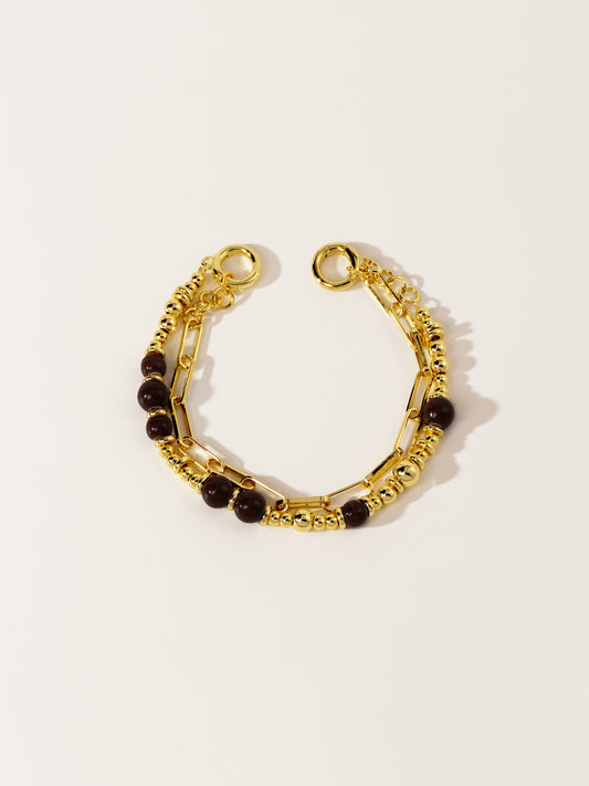 18K Gold Chestnut Cocoa Eco-Made Ceramic Bracelet Set