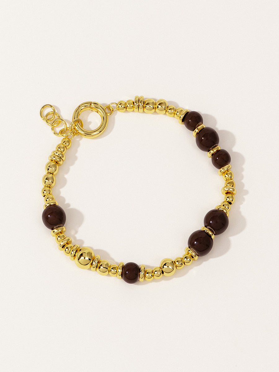 18K Gold Chestnut Cocoa Eco-Made Ceramic Bracelet RB036