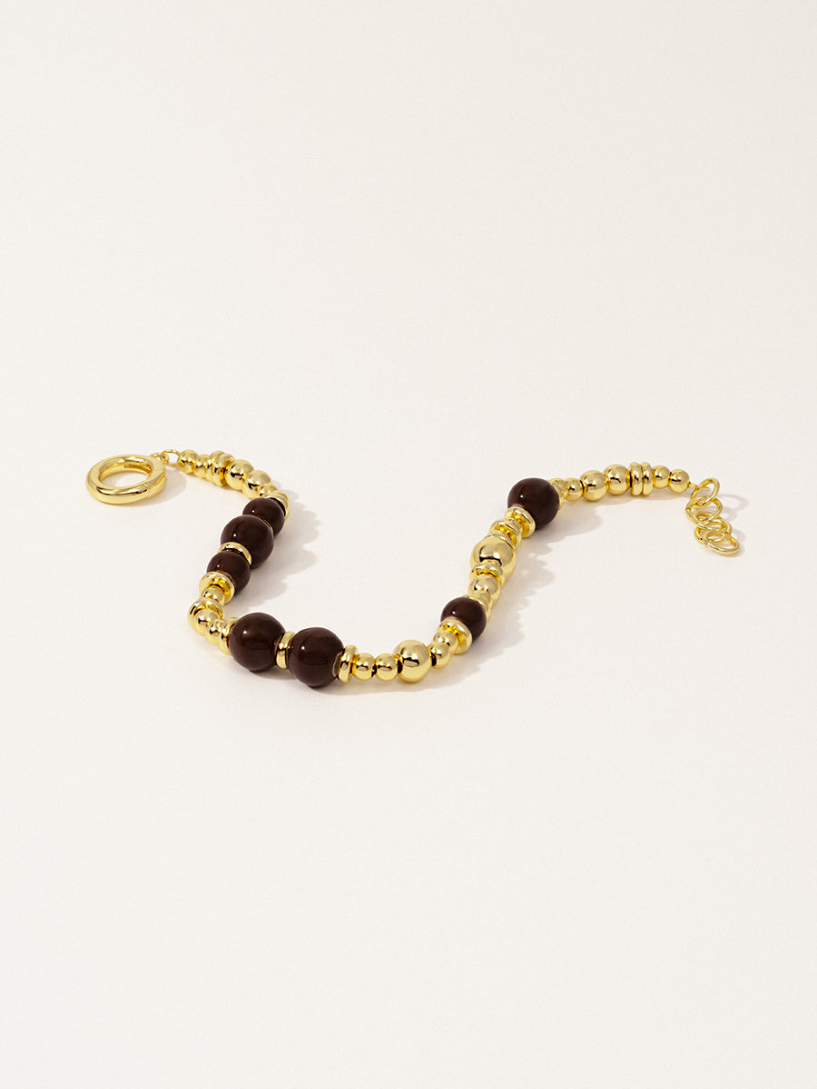 18K Gold Chestnut Cocoa Eco-Made Ceramic Bracelet RB036