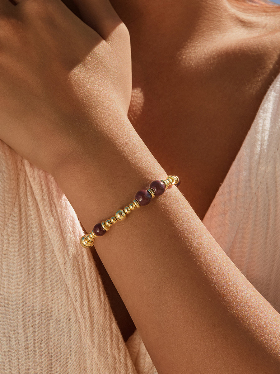 18K Gold Chestnut Cocoa Eco-Made Ceramic Bracelet RB036