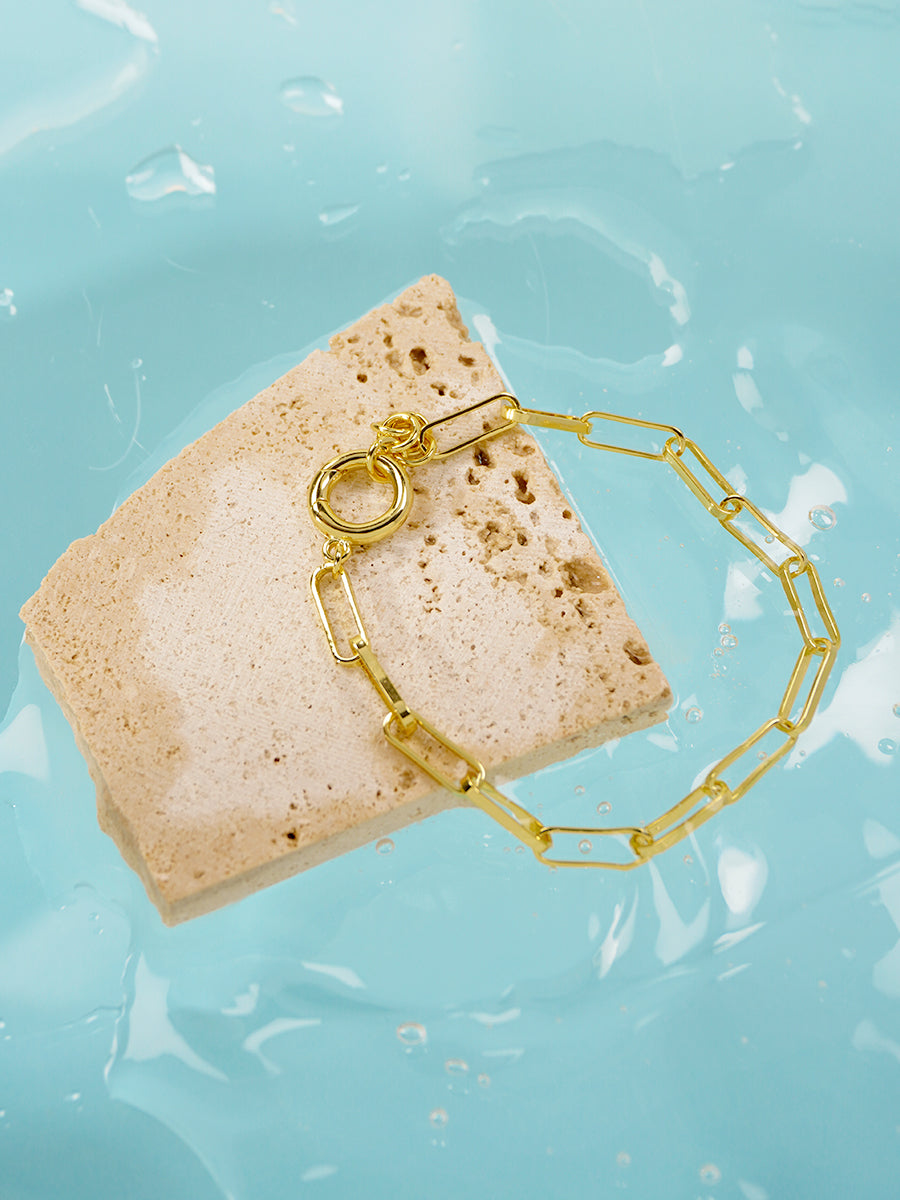 18K Gold Link Chain Bracelet RB037