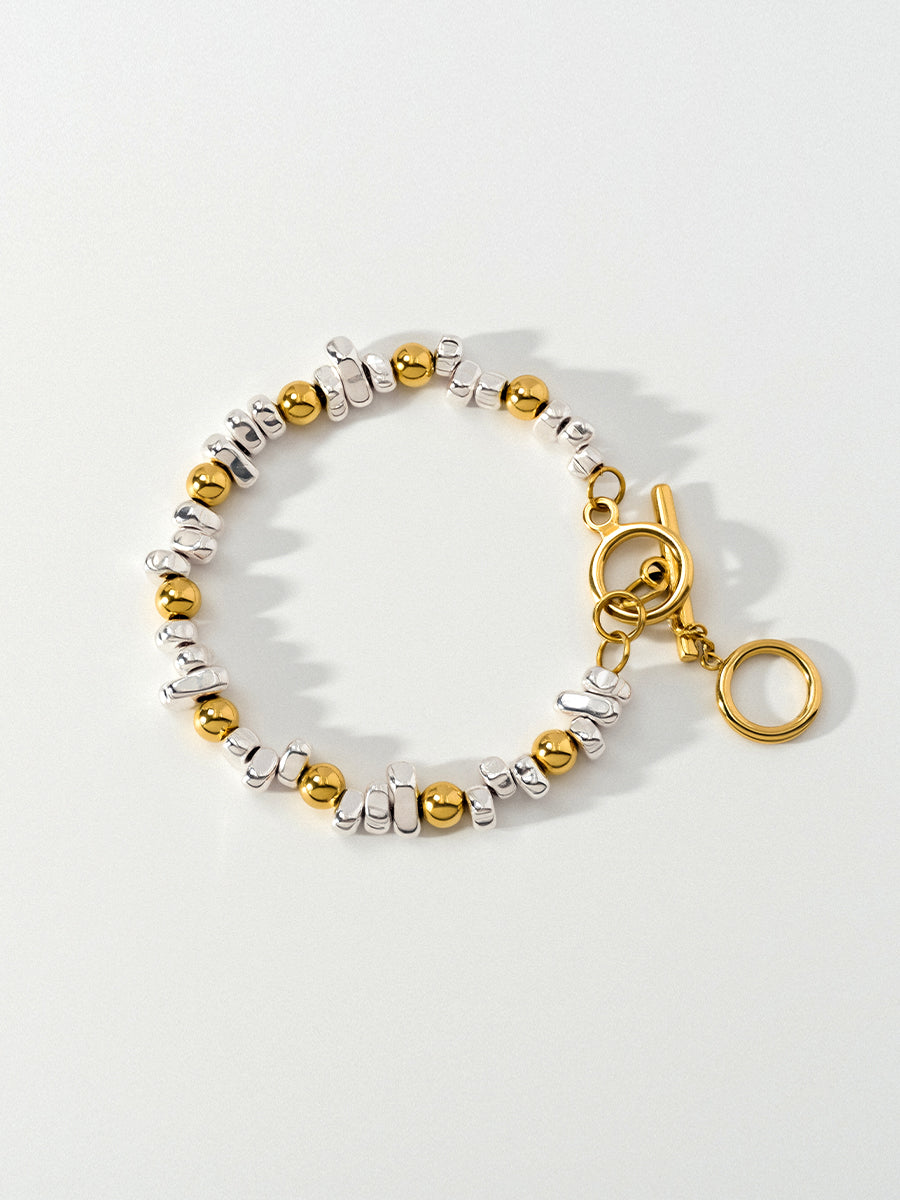Silver Hematite 18k Gold Bracelet