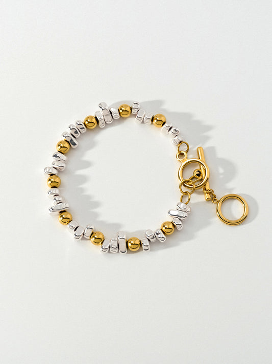 Silver Hematite 18k Gold Bracelet