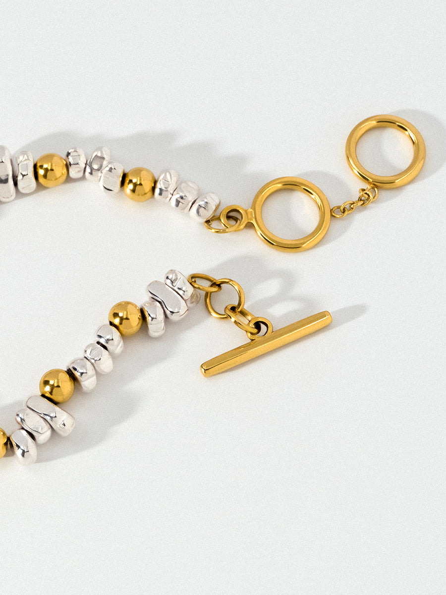 Silver Hematite 18k Gold Bracelet