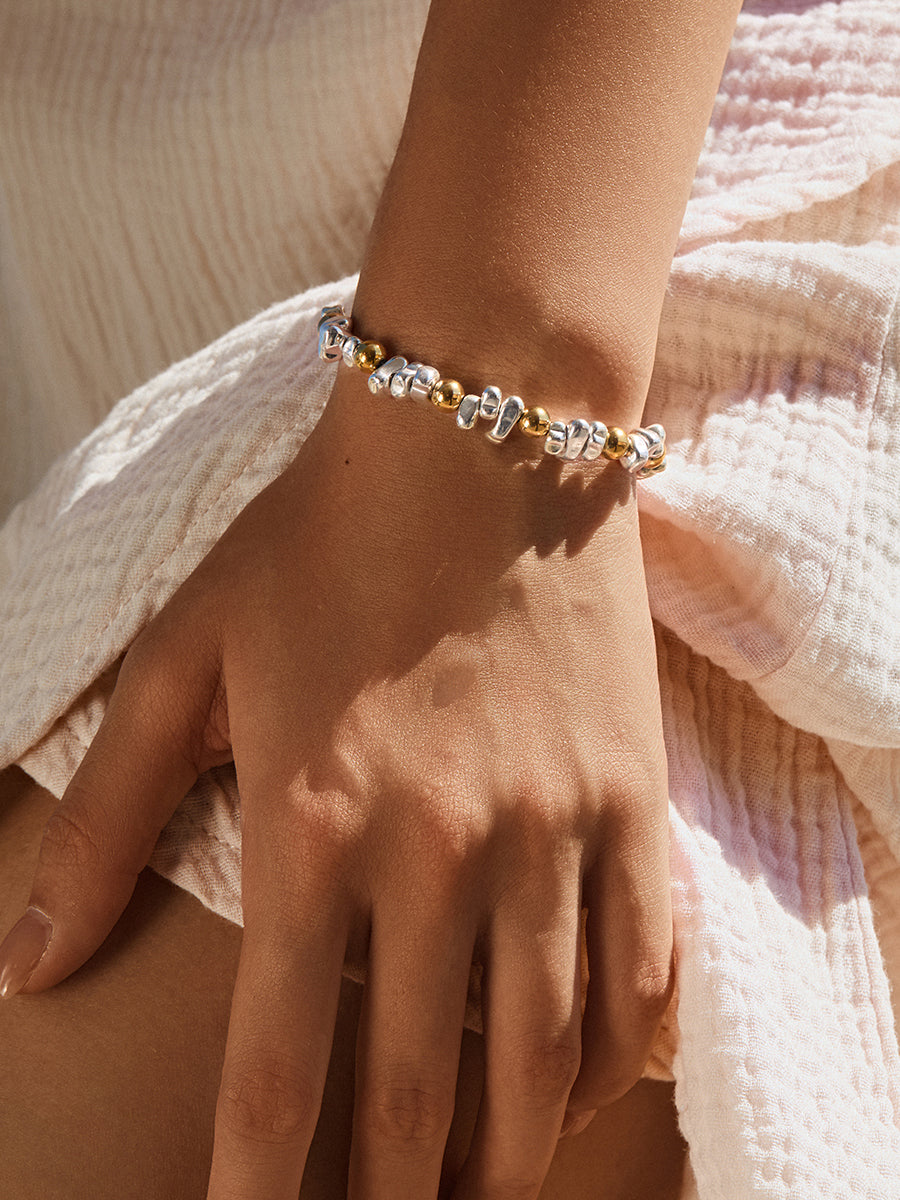 Silver Hematite 18k Gold Bracelet