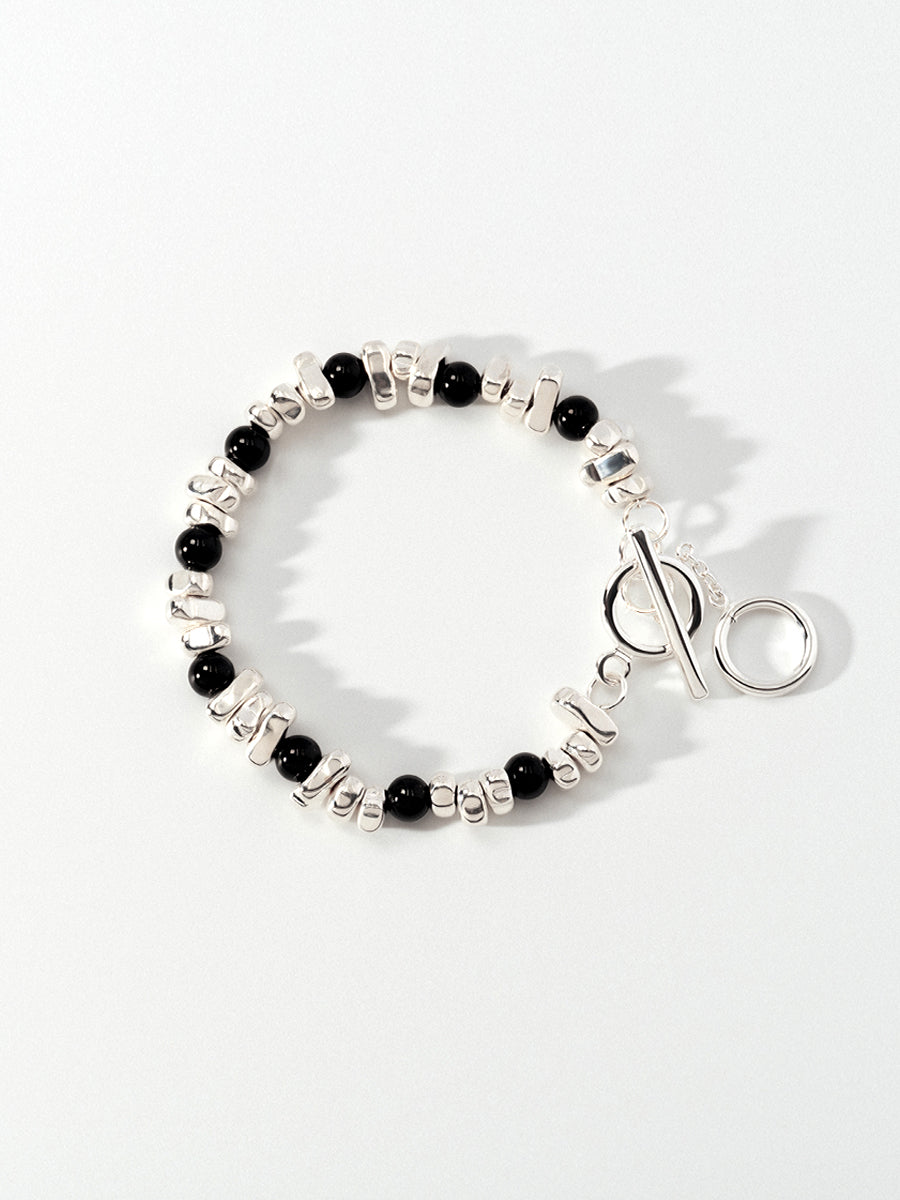 Rhythm Silver Hematite Black Bracelet