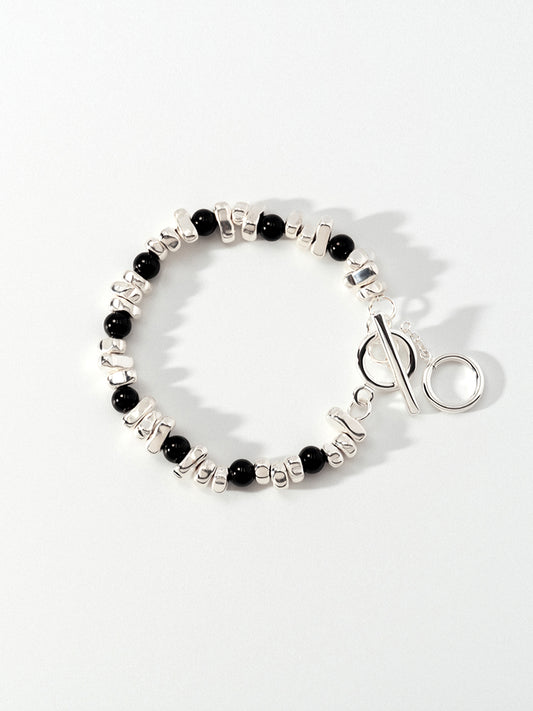 Rhythm Silver Hematite Black Bracelet