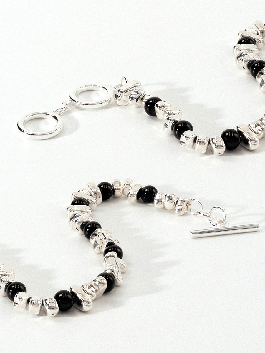 Rhythm Silver Hematite Black Bracelet