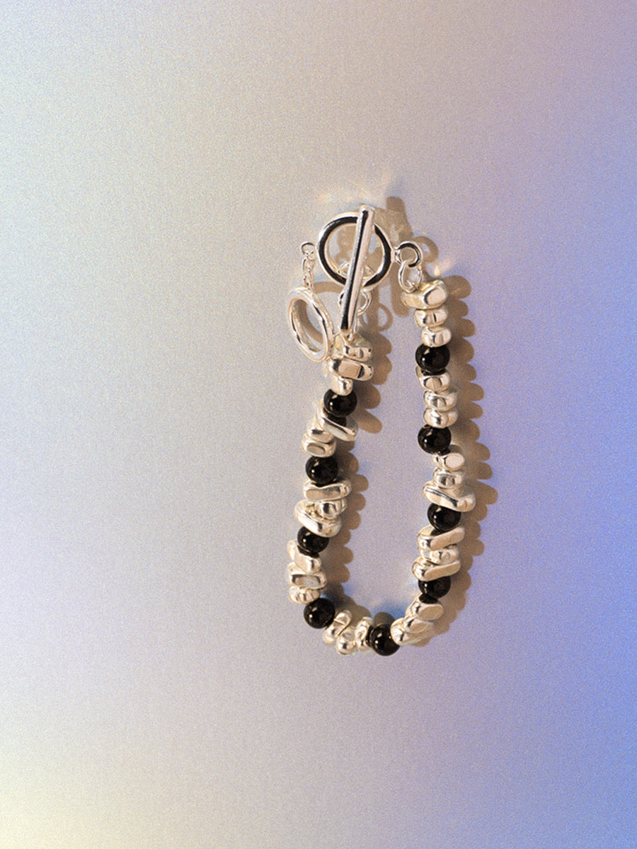 Rhythm Silver Hematite Black Bracelet