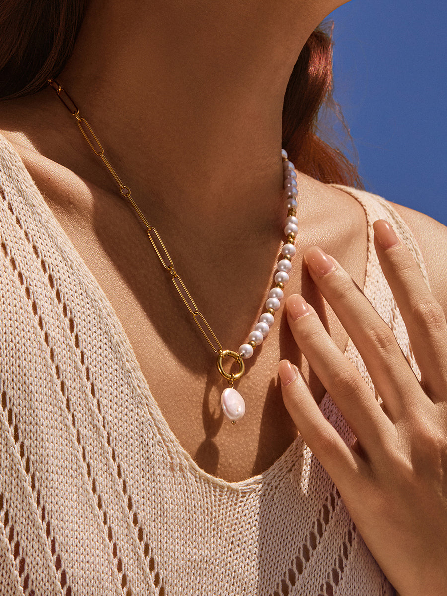 Nymph Baroque Pearl 18K Gold Necklace