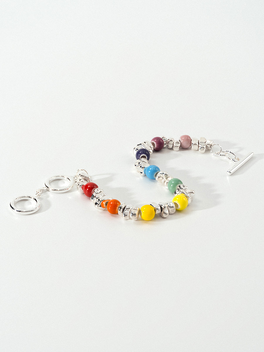 Rhythm Silver Hematite Rainbow Bracelet
