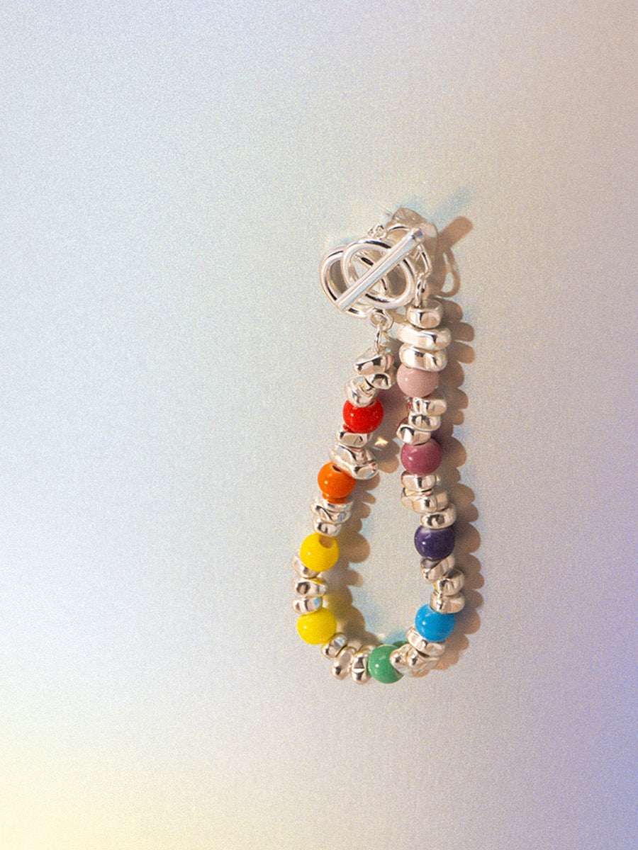 Rhythm Silver Hematite Rainbow Bracelet