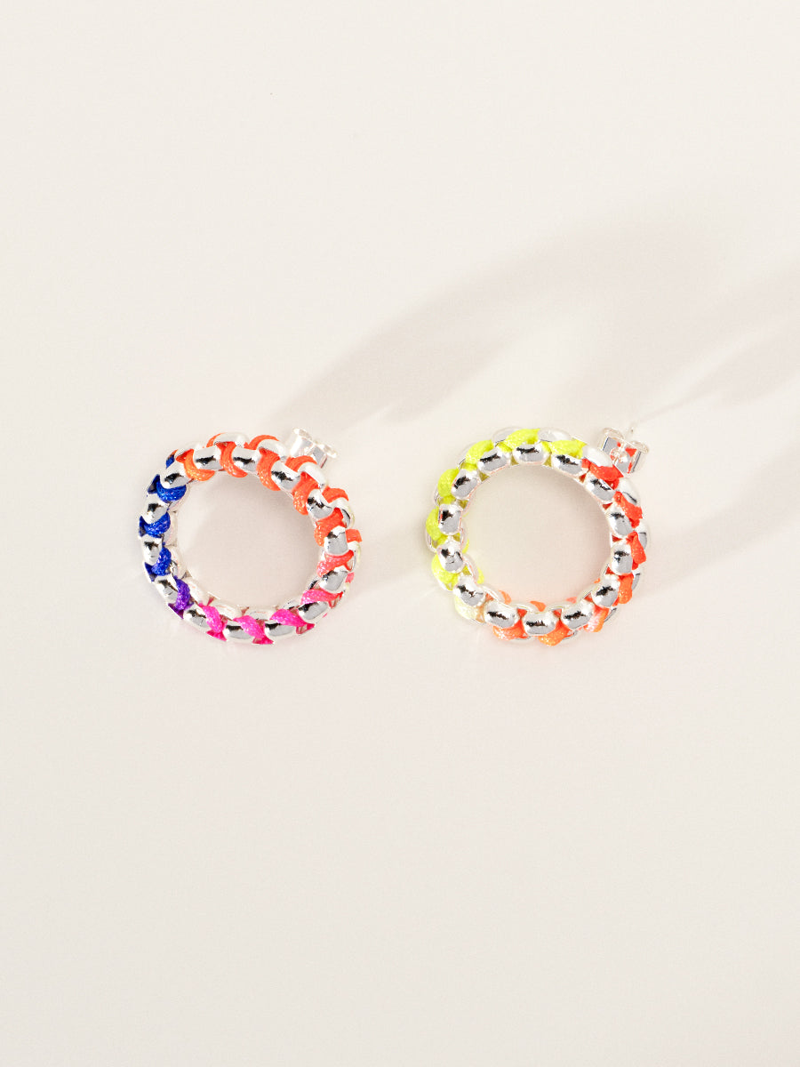 Rainbow Nimbus Silver Hoop Earrings RE048