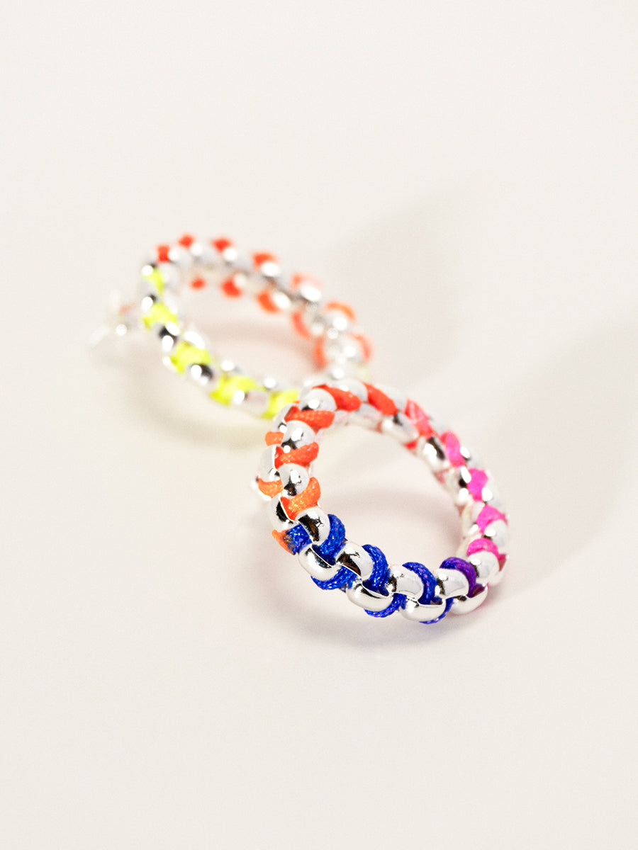 Rainbow Nimbus Silver Hoop Earrings RE048