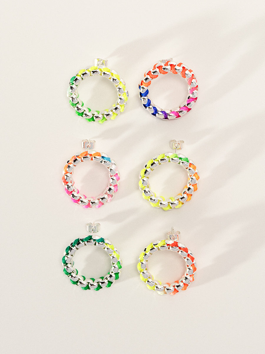 Rainbow Nimbus Silver Hoop Earrings RE048