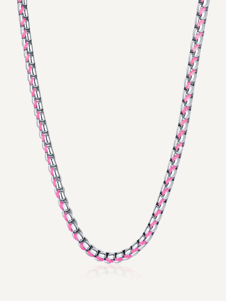 Woven box chain Neon color Necklace RN004