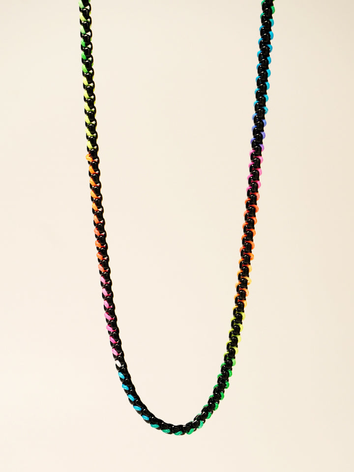 Black Rainbow Braided single Necklace RN017