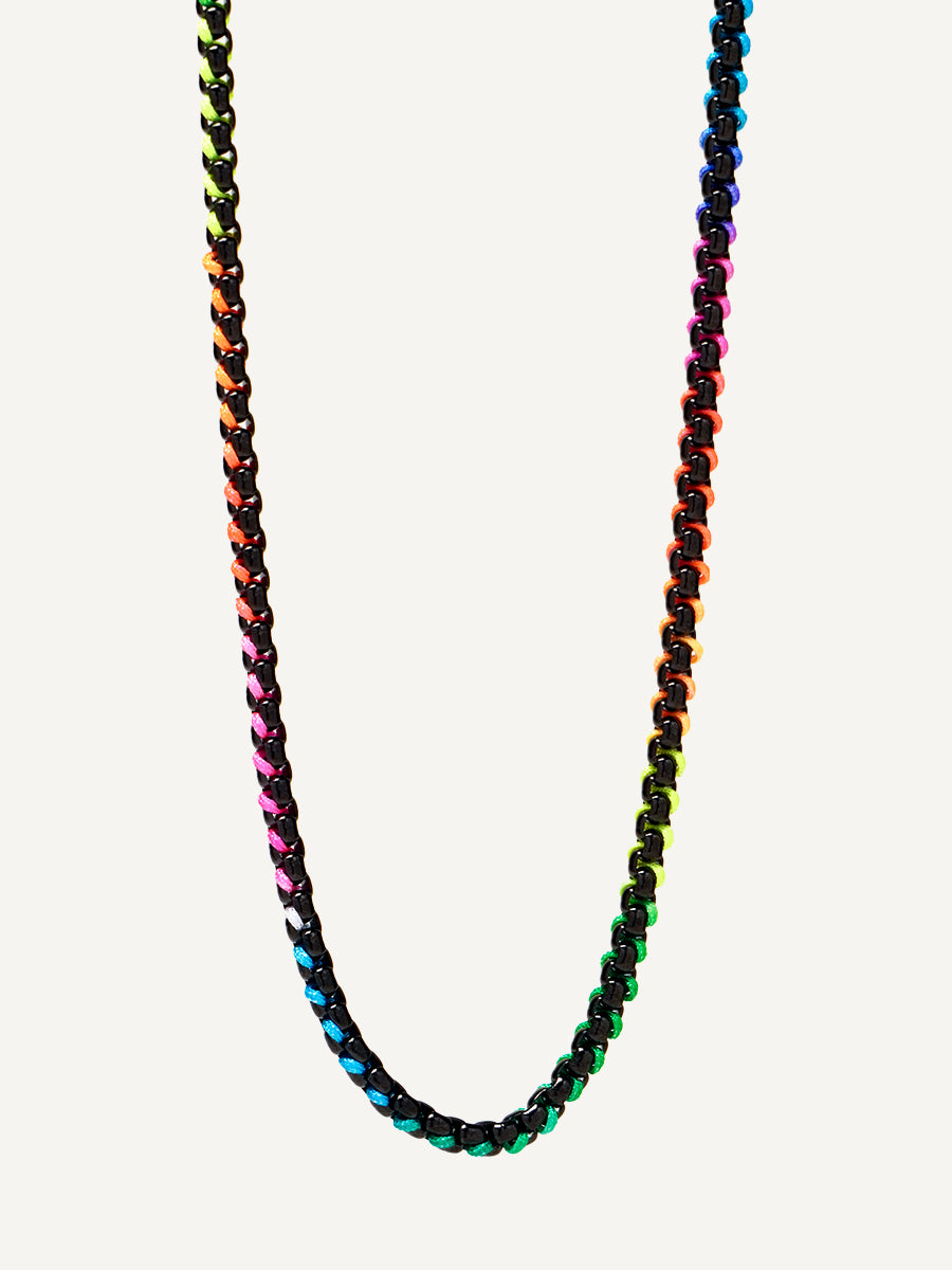 Black Rainbow Braided single Necklace RN017