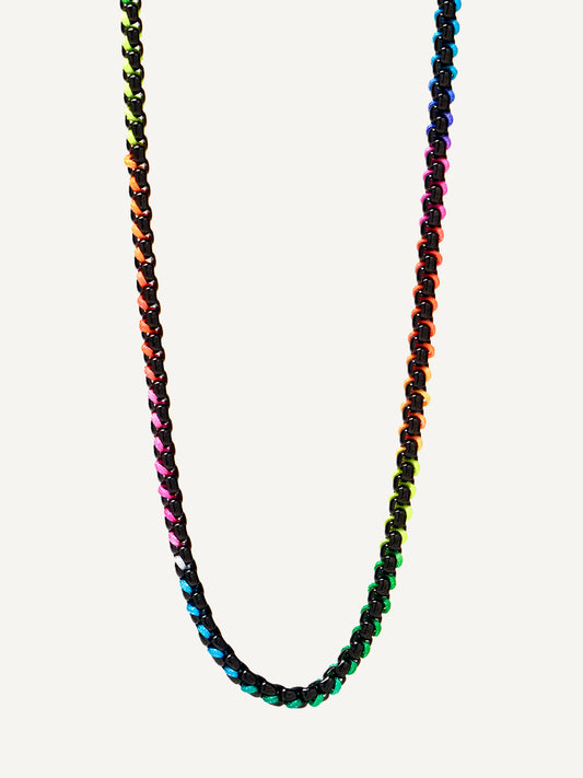 Black Rainbow Braided single Necklace RN017