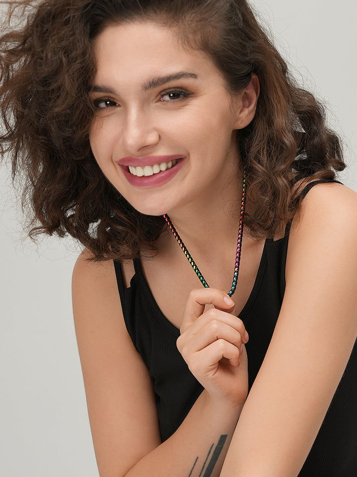 Black Rainbow Braided single Necklace RN017