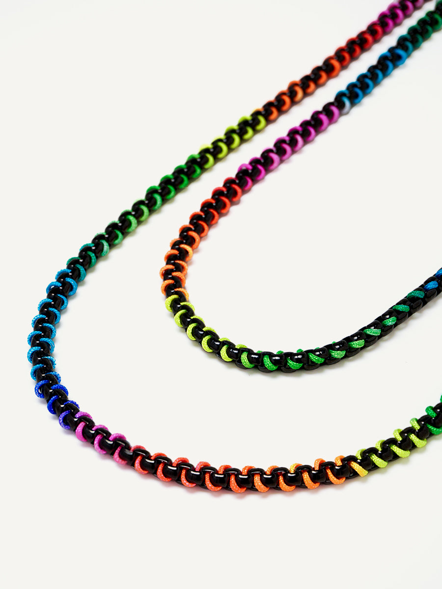 Black Rainbow Braided Layered Necklace RN018