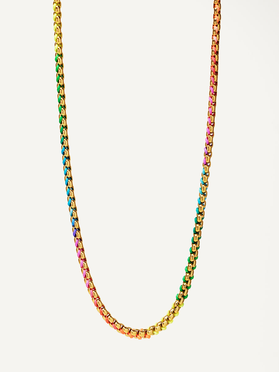 Gold Rainbow Braided Necklace RN019