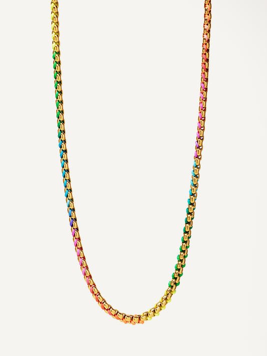 Gold Rainbow Braided Necklace RN019