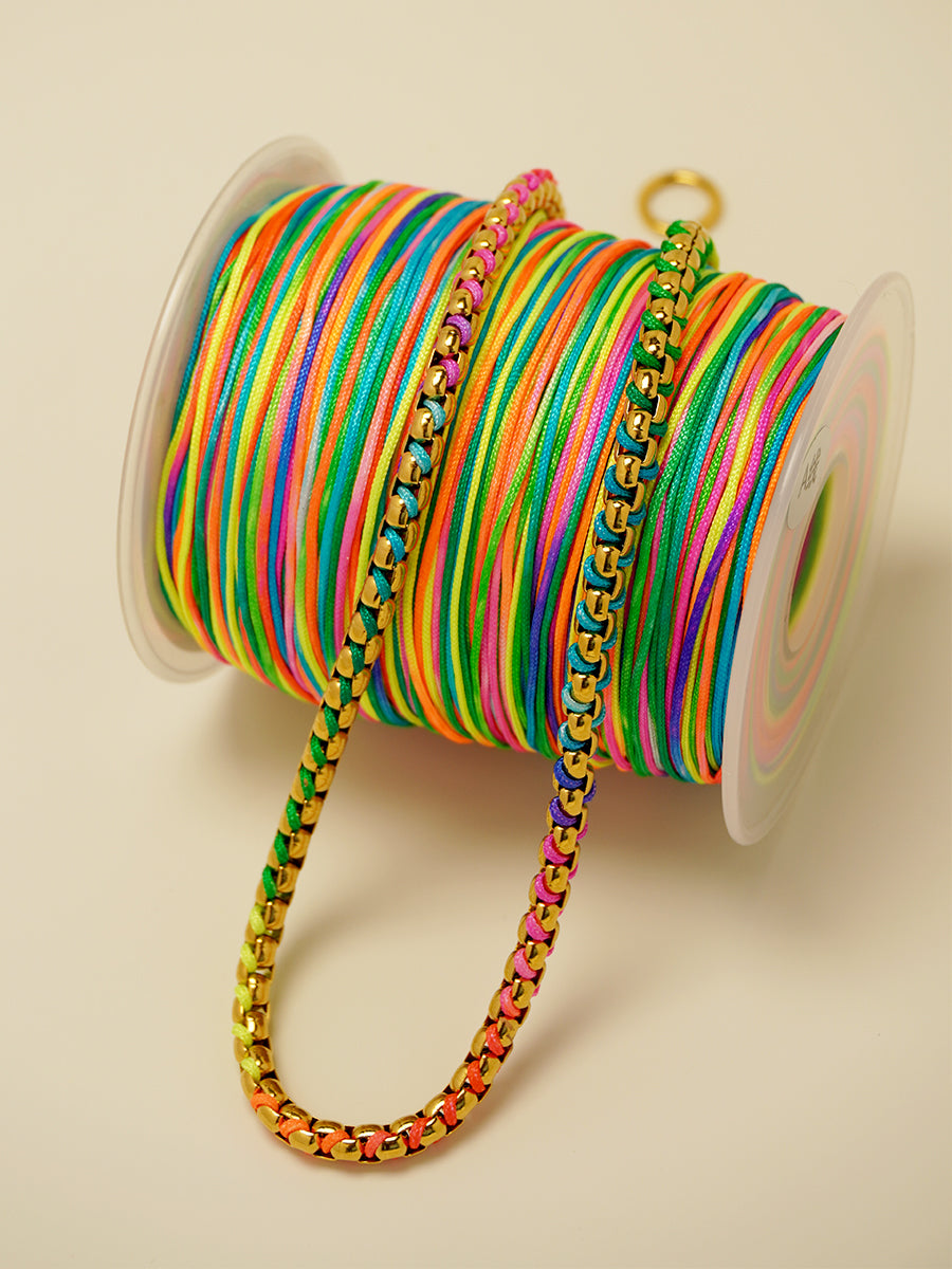 Gold Rainbow Braided Necklace RN019