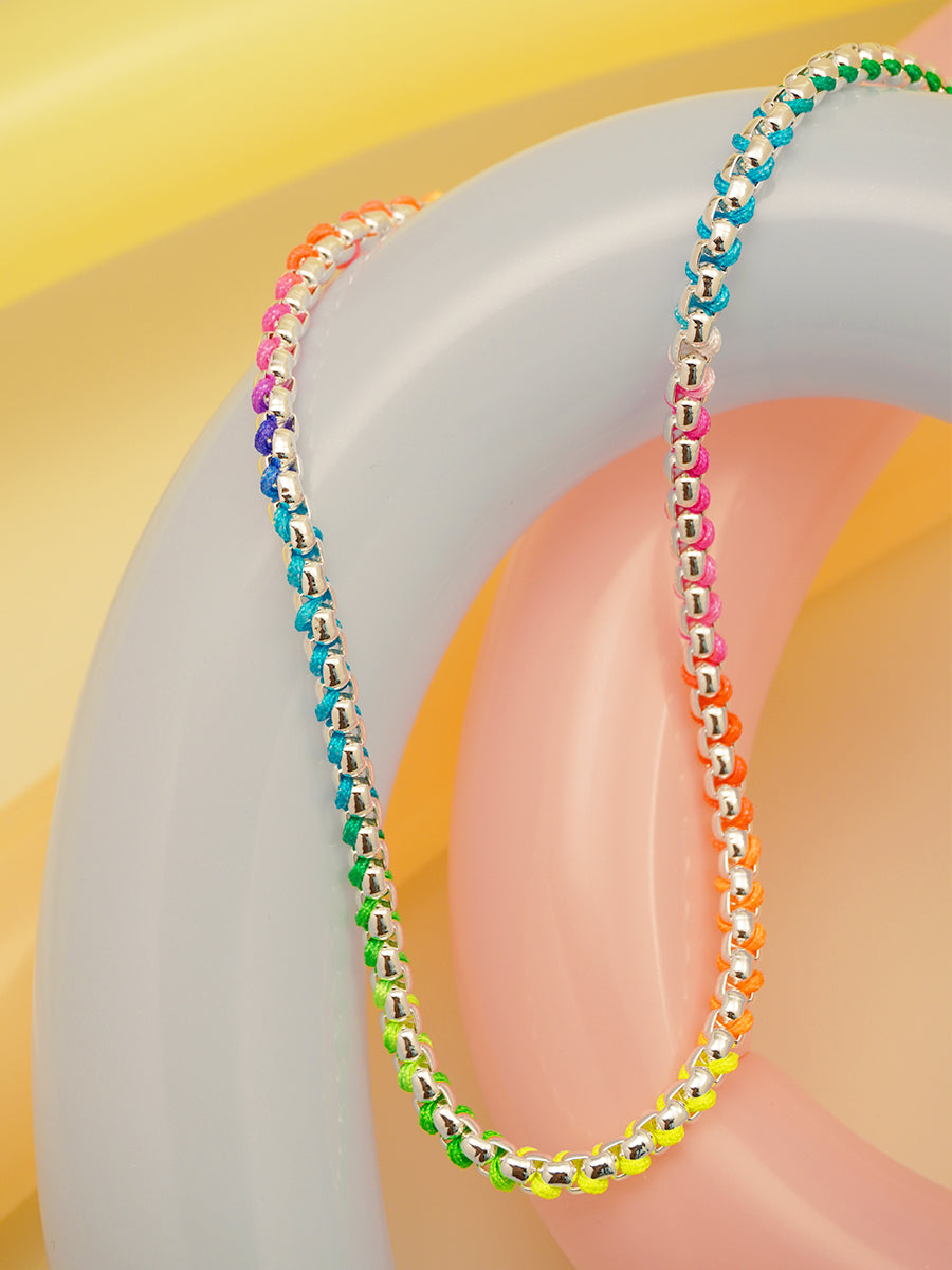 Silver Rainbow Hand-woven Necklace RN021