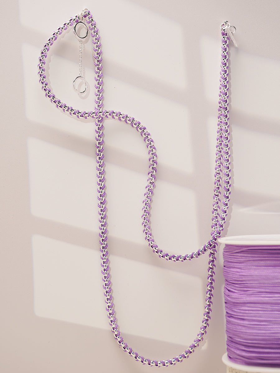 Silver Macarons Purple Hand-woven layered Necklace RN026