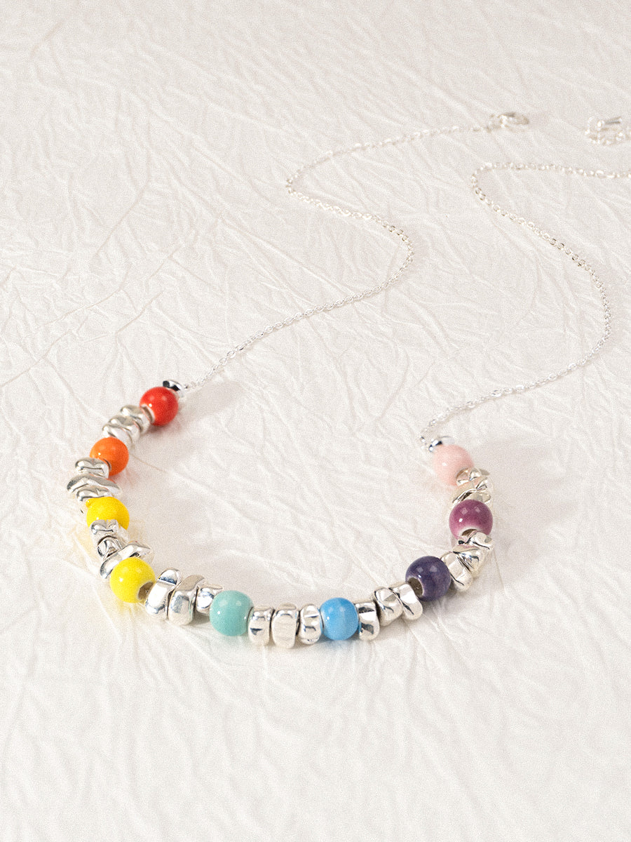Rhythm Rainbow Silver Hematite Half-Set Necklace