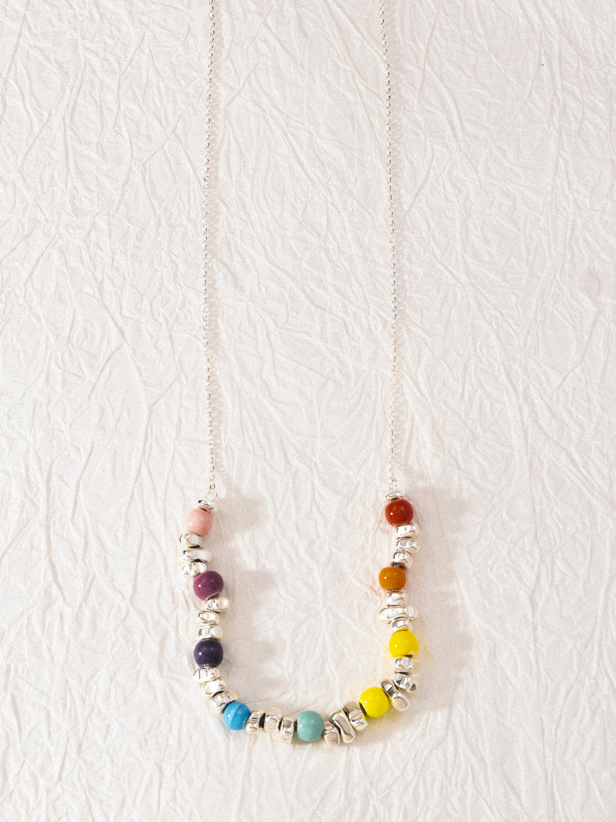 Rhythm Rainbow Silver Hematite Half-Set Necklace