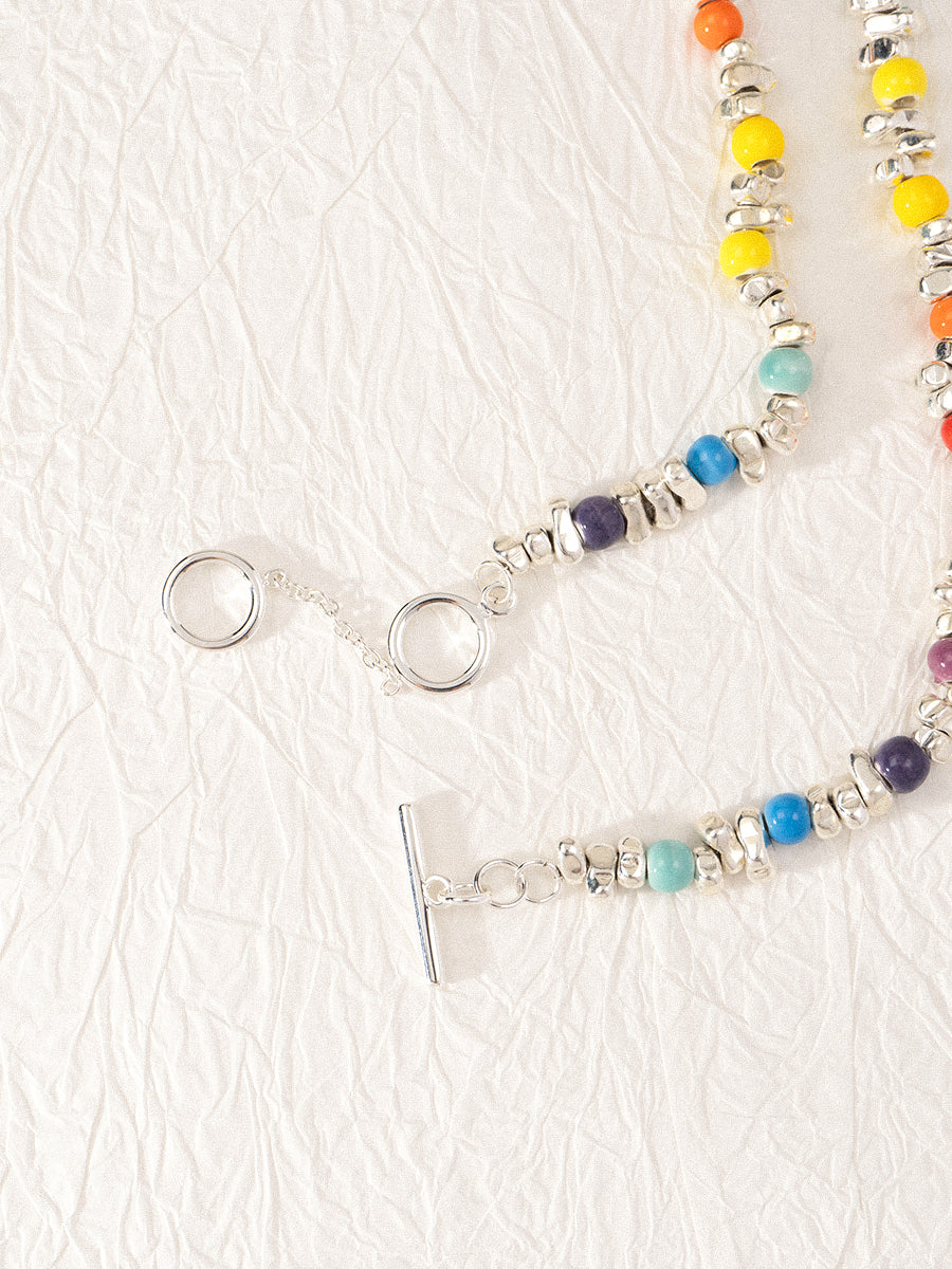 Rhythm Rainbow Silver Hematite Necklace