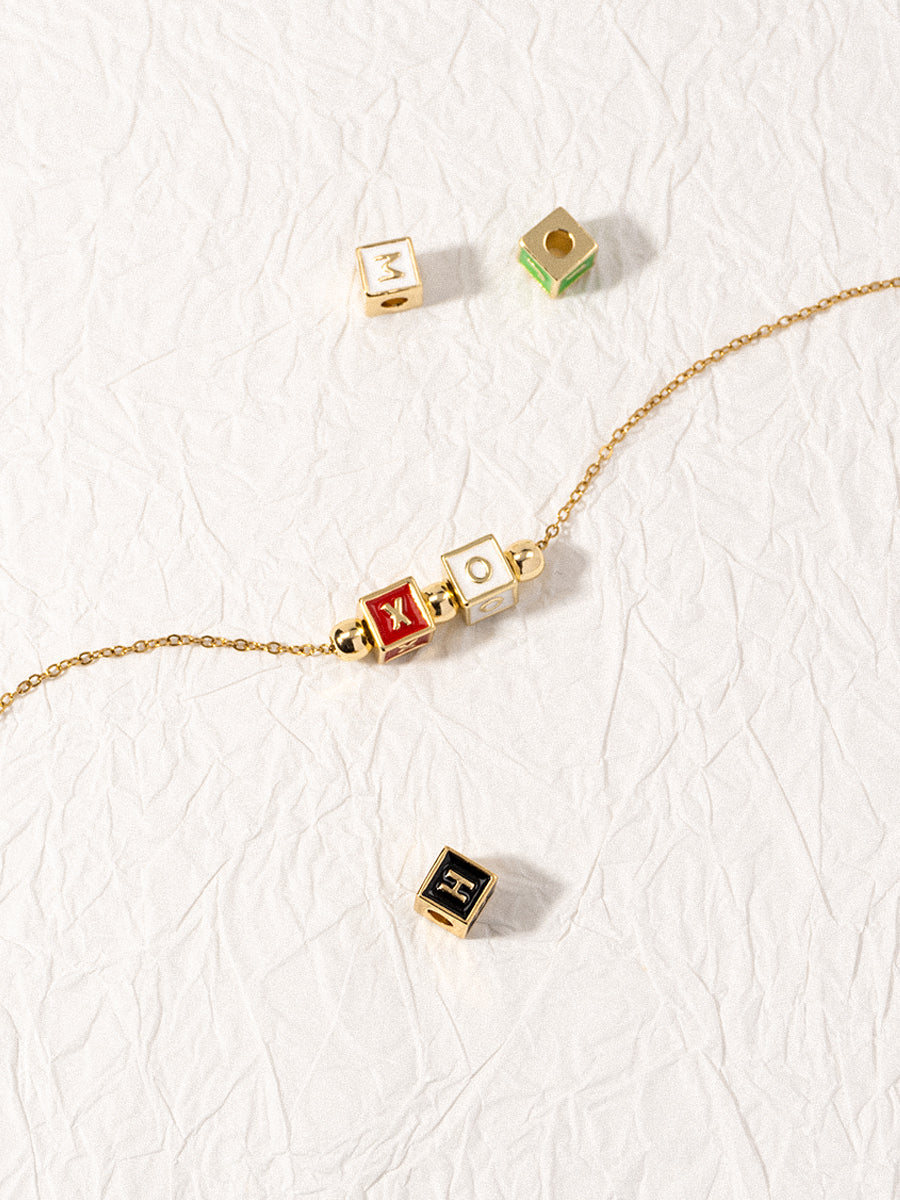 Personalized 2-Letter Rainbow Enamel 18K Gold Necklace