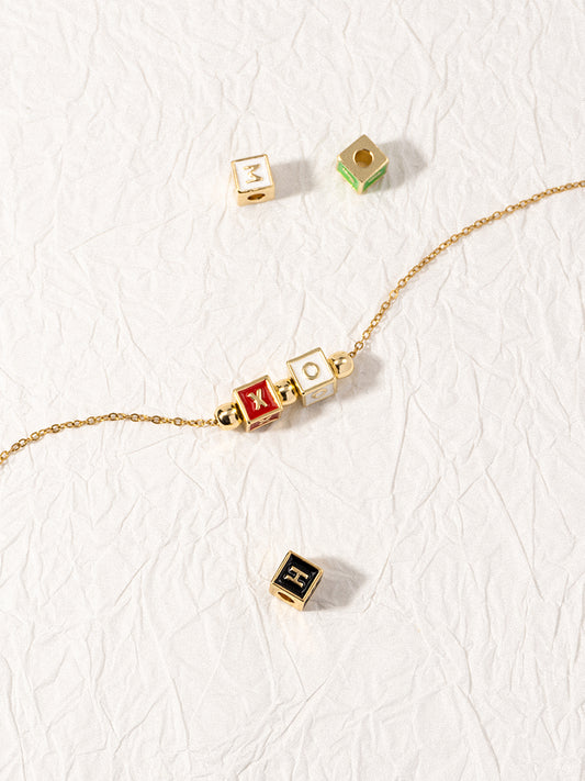 Personalized 2-Letter Rainbow Enamel 18K Gold Necklace