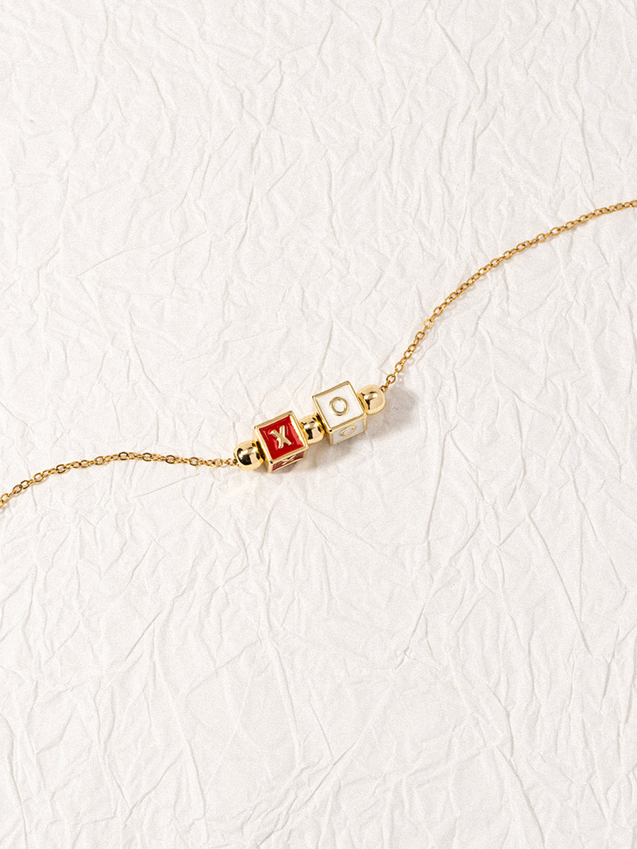 Personalized 2-Letter Rainbow Enamel 18K Gold Necklace