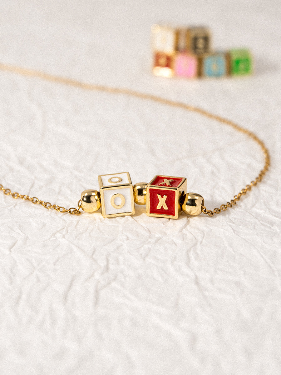 Personalized 2-Letter Rainbow Enamel 18K Gold Necklace