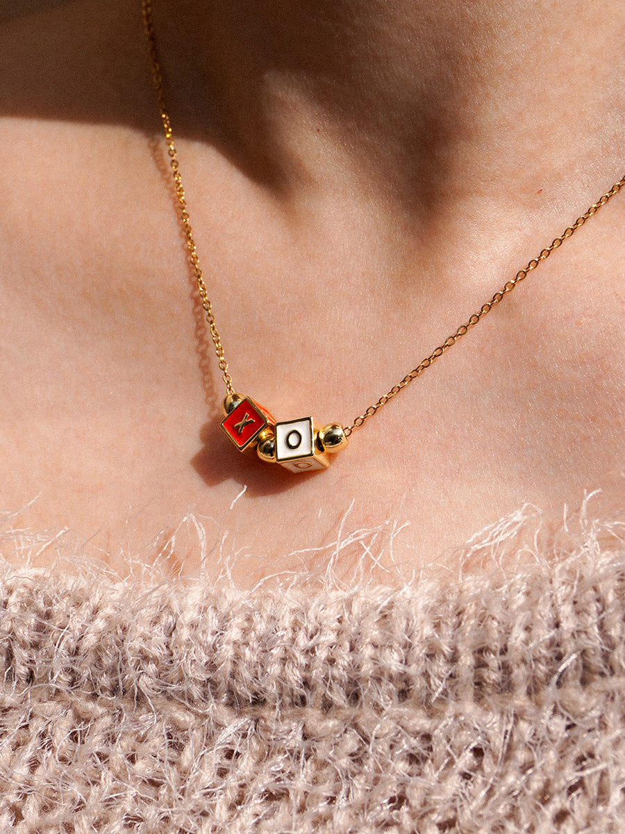 Personalized 2-Letter Rainbow Enamel 18K Gold Necklace