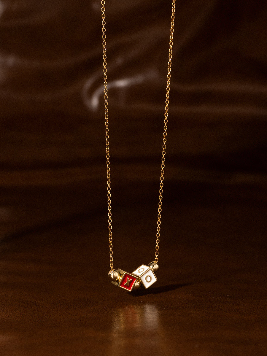 Personalized 2-Letter Rainbow Enamel 18K Gold Necklace