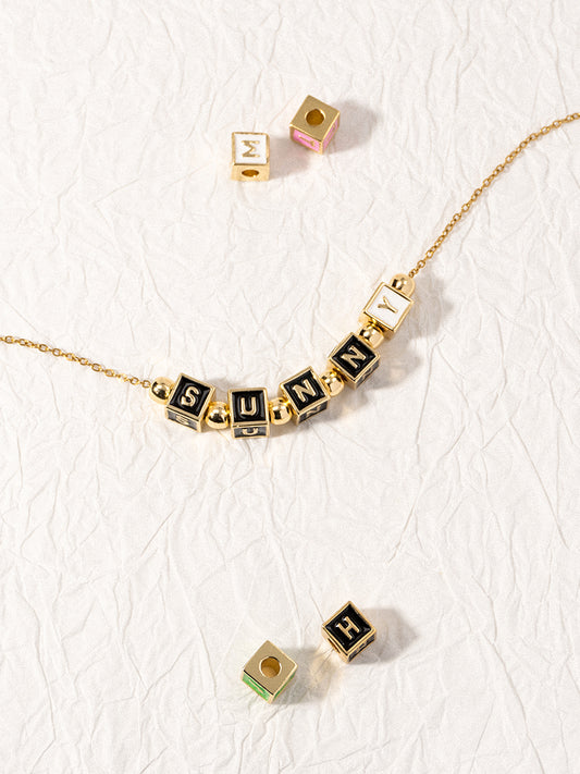 Personalized 5-Letter Rainbow Enamel 18K Gold Necklace