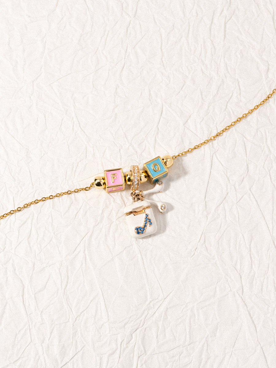 Personalized 2-Letter Necklace with Headphone Charm