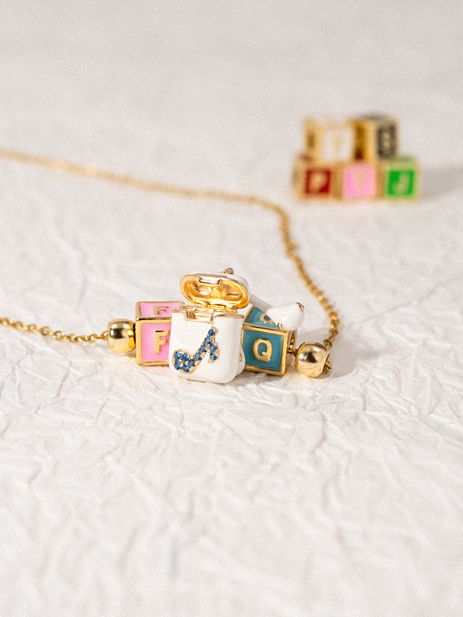 Personalized 2-Letter Necklace with Headphone Charm
