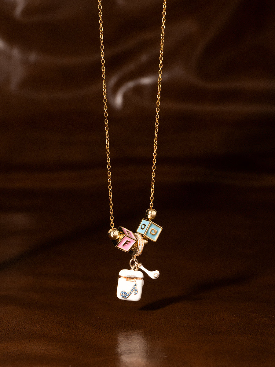 Personalized 2-Letter Necklace with Headphone Charm