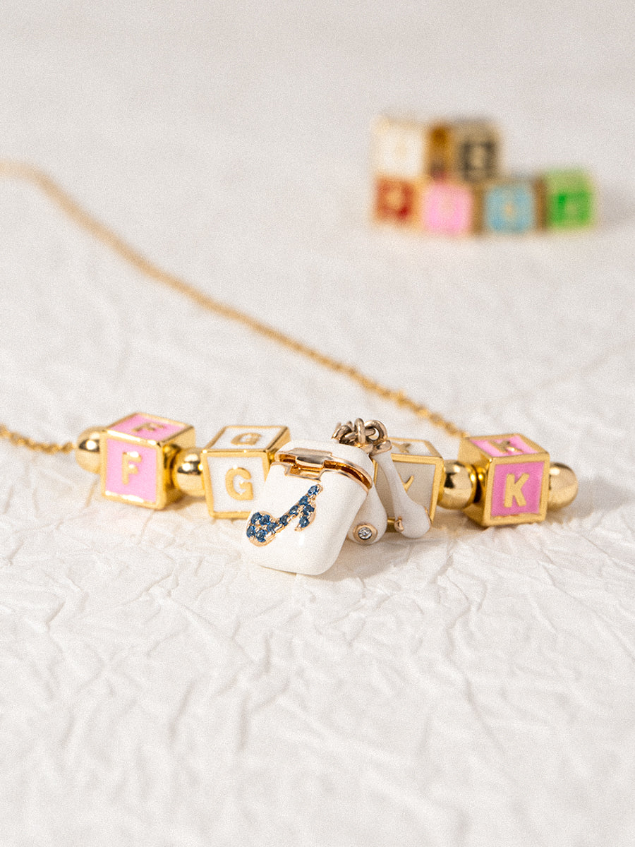 Personalized 4-Letter Necklace with Headphone Charm
