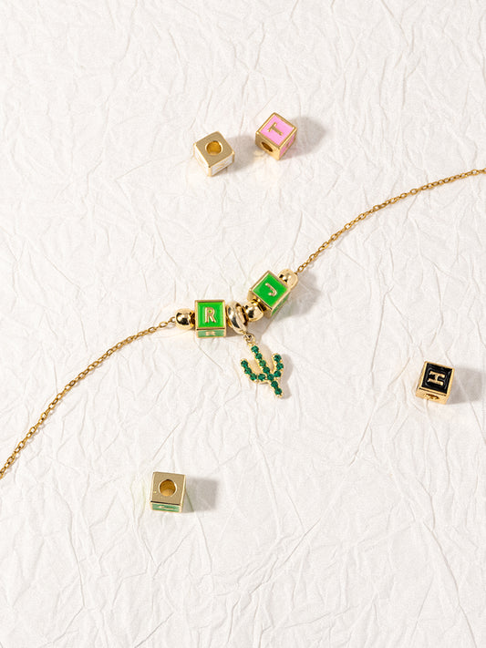 Personalized 2-Letter Necklace with Cactus Blossom Charm