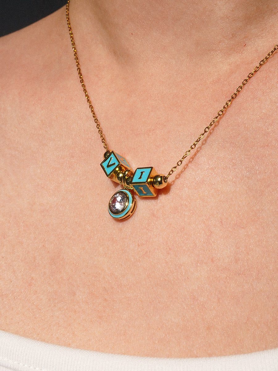 Personalized 2-Letter Necklace with Celestial Glow Pendant