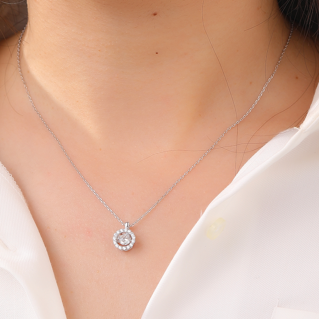 Moissanite-round-Silver-Necklaces