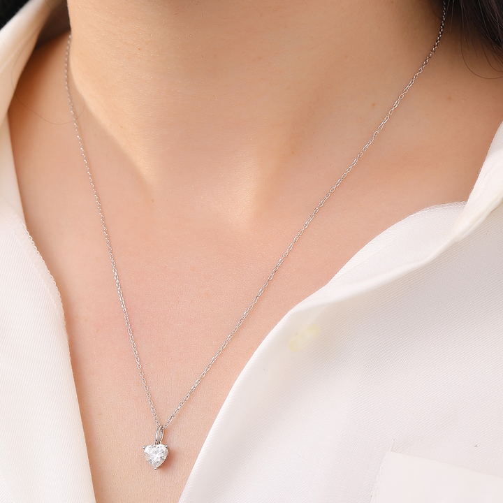 Moissanite-Heart-Sterling-Silver Necklace